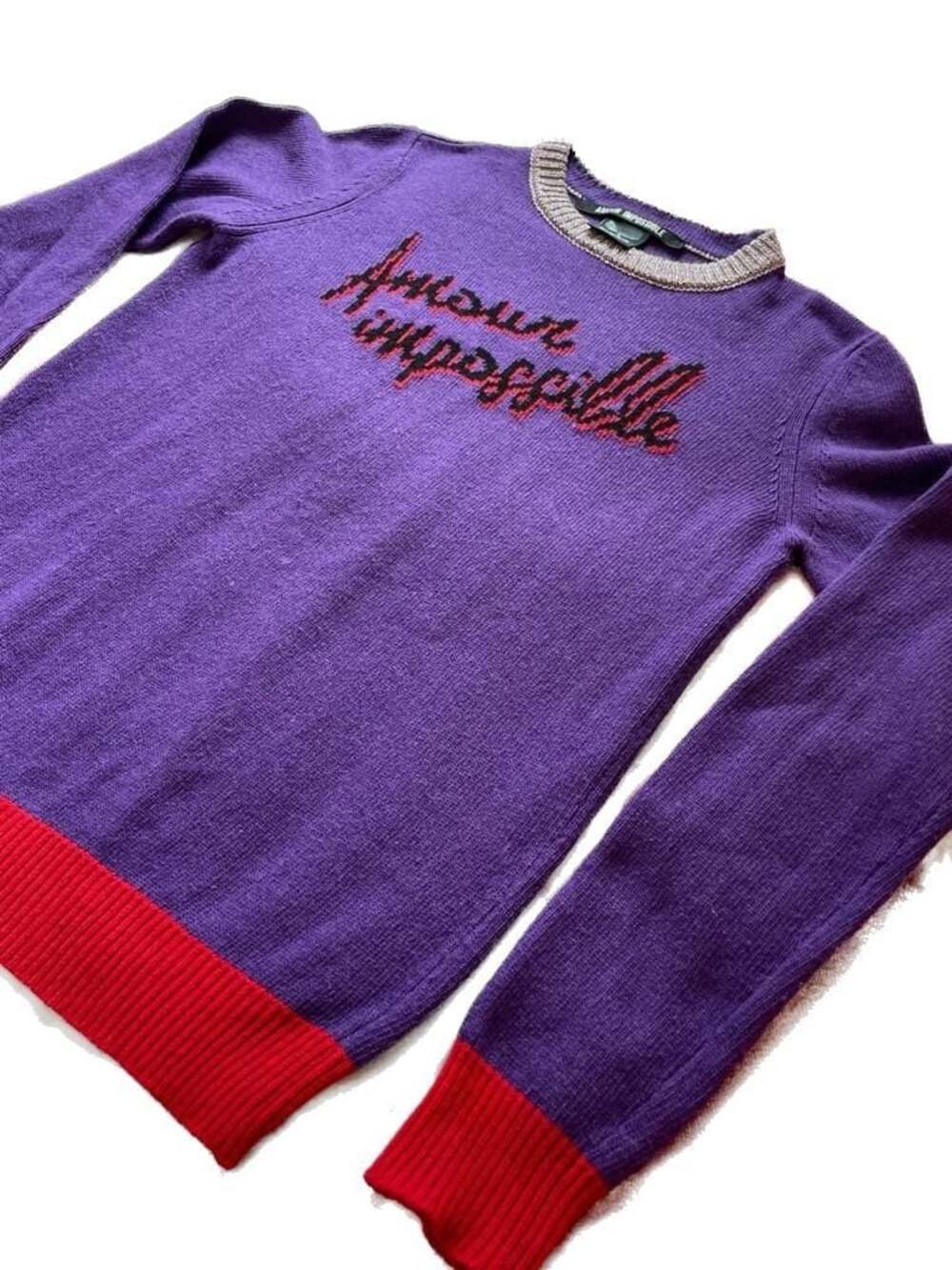 Pinko Uniqueness Amour Impossible Purple Jacquard Sweater Size S